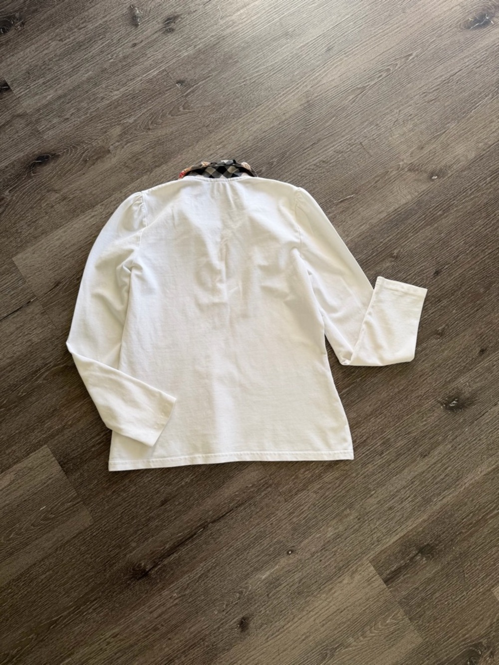 Burberry Brit White Top with Iconic Check Trim - Picture 6 of 6